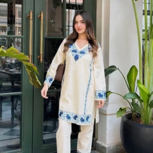 RK JAI Women Khadi Cotton Kurta Palazzo Set